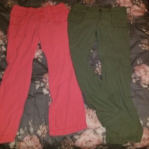 Pink and green linen pants